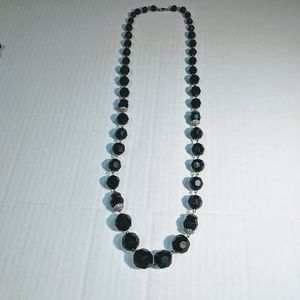 Black Beaded Necklace  1PC 16'